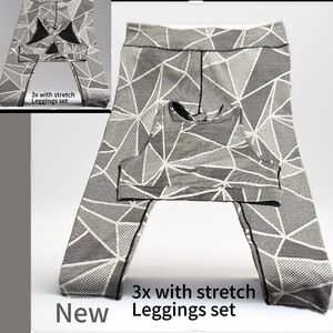 New- 3x thick stretchy leggings (Set)
Grey black & white